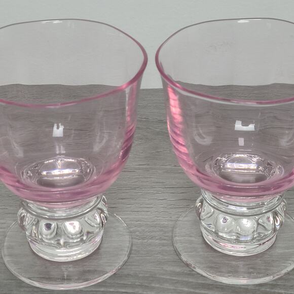Gorham Crystal Rose Serenade Pink Double Old Fashioned Glasses Set of 2 - Picture 6 of 6